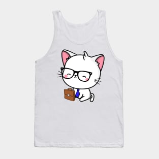 Funny cat is on the way to work Tank Top